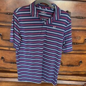Vineyard Vines Boys XL Polo Performance Shirt - Blue and Red stripes